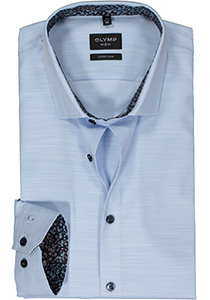 OLYMP No. 6 Six super slim fit overhemd, mouwlengte 7, structuur, lichtblauw