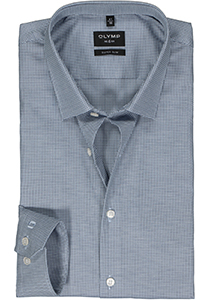 OLYMP No. 6 Six super slim fit overhemd, structuur, licht- met donkerblauw en wit mini dessin