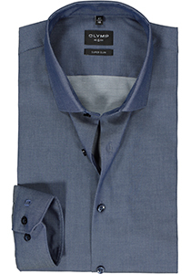 OLYMP No. 6 Six super slim fit overhemd, structuur, marine blauw