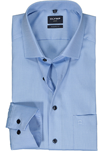 OLYMP modern fit overhemd, mouwlengte 7, structuur, lichtblauw
