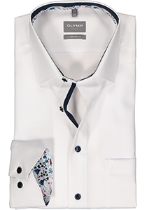 OLYMP comfort fit overhemd, mouwlengte 7, popeline, wit