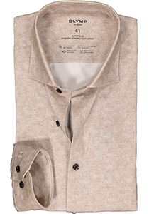 OLYMP 24/7 No. 6 Six super slim fit overhemd, tricot, bruin melange