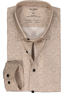 OLYMP 24/7 modern fit overhemd, tricot, bruin melange