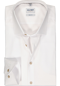 OLYMP Level 5 body fit overhemd, mouwlengte 7, popeline, wit