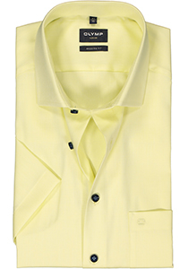 OLYMP modern fit overhemd, korte mouw, structuur, citroengeel
