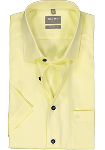 OLYMP comfort fit overhemd, korte mouw, structuur, citroengeel