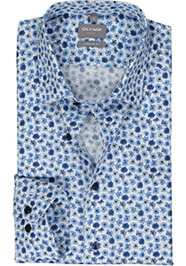 OLYMP comfort fit overhemd, popeline, licht- met donkerblauw en wit dessin