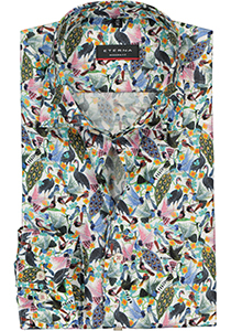 ETERNA modern fit overhemd, popeline, olijfgroen dessin