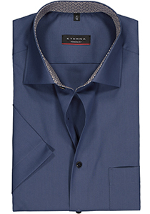 ETERNA modern fit overhemd korte mouw, Oxford, middenblauw (contrast)