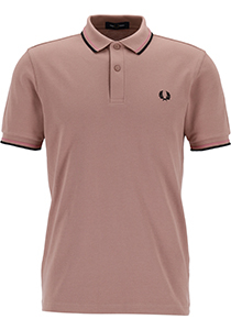 Fred Perry M3600 polo twin tipped shirt, pique, Darkpink / Dusty rose / Black