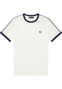 Fred Perry Taped Ringer regular fit T-shirt M6347, korte mouw O-hals, wit