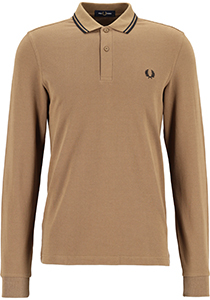 Fred Perry M3636 long sleeved twin tipped shirt, heren polo lange mouwen, Shaded Stone / Black