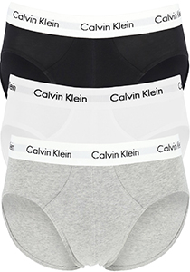 Calvin Klein hipster brief (3-pack), heren slips, zwart, wit, grijs met witte band 