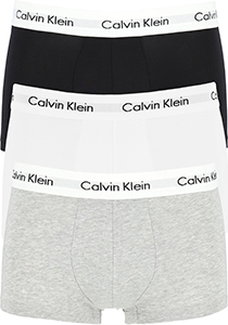 Calvin Klein low rise trunks (3-pack), lage heren boxers kort, zwart, grijs en wit