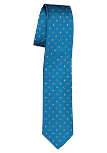 Pelucio stropdas, turquoise met wit dessin