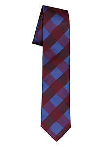 Pelucio stropdas, blauw met bordeaux geruit