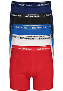 Bjorn Borg boxershorts Essential (5-pack), heren boxers normale lengte, zwart, rood, wit, blauw en kobalt blauw