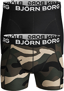 Bjorn Borg boxershorts Core (2-pack), heren boxers normale lengte, camouflage en zwart