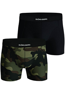 Bjorn Borg Cotton Stretch boxers, heren boxers normale lengte (2-pack), zwart en camo print