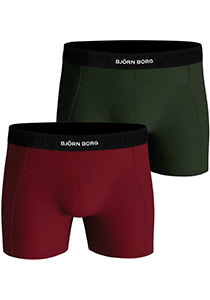 Bjorn Borg Cotton Stretch boxers, heren boxers normale lengte (2-pack), groen en donkerrood