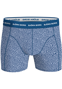 Bjorn Borg Cotton Stretch boxers, heren boxers normale lengte (1-pack), blauw met wit dessin