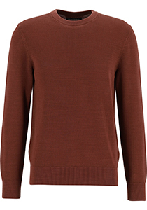 Marc O'Polo regular fit pullover, heren trui katoen met O-hals, roodbruin (middeldik)