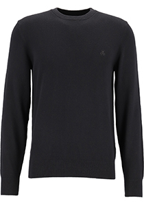 Marc O'Polo regular fit pullover, heren trui wol- met katoenmengsel met O-hals, zwart (middeldik)