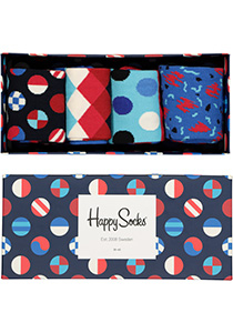 Happy Socks, Navy Gift Box in rood-wit-blauw