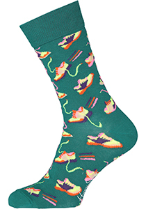 Happy Socks Run For It Sock, unisex sokken, groen met sneakers