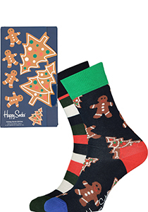 Happy Socks Gingerbread Cookies Socks Gift Set (2-pack), unisex sokken, kerskoekjes
