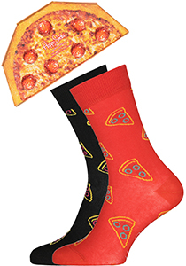 Happy Socks Pizza Socks Gift Set (2-pack), smakelijk rood en zwart