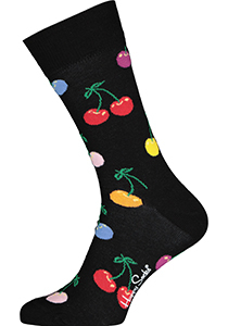 Happy Socks Cherry Sock, zwart met kersen