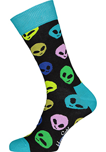 Happy Socks Alien Sock, zwart met ruimte mannetjes