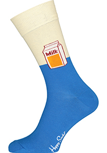 Happy Socks Milk Sock, blauw-witte melk