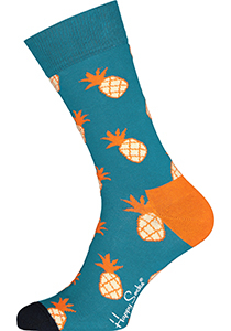 Happy Socks Pineapple Sock, petrol met oranje ananas