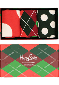 Happy Socks Holiday Classics Gift Set (3-pack), rood groen en wit plezier