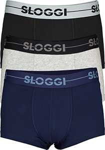 Sloggi Men GO Hipster, heren boxers (3-pack), zwart, blauw, grijs