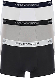 Emporio Armani Trunks Essential Core (3-pack), heren boxers kort, wit, zwart en grijs  