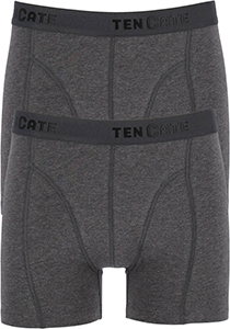 ten Cate Basics men shorts (2-pack), heren boxers normale lengte, antraciet grijs melange