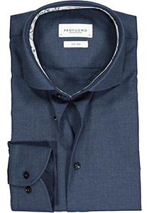 Profuomo slim fit overhemd, structuur, navy blauw (contrast)