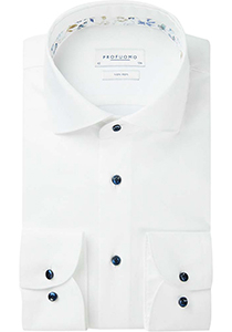 Profuomo slim fit heren overhemd, mouwlengte 72 cm, twill, wit