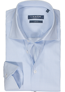 Ledub modern fit overhemd, popeline, lichtblauw met wit mini dessin