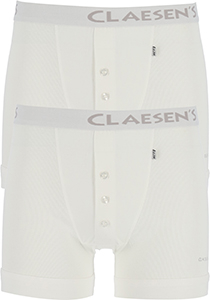 Claesen's Basics boxers (2-pack), retro rib heren boxers met gulp, wit