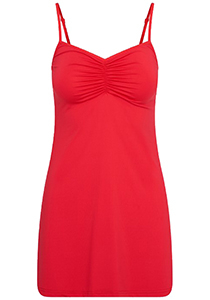 RJ Bodywear Pure Color dames jurk (1-pack), onderjurk met verstelbare bandjes, rood