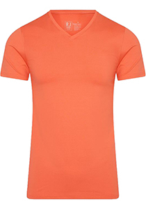 RJ Bodywear Pure Color T-shirt (1-pack), heren T-shirt met V-hals, koraal