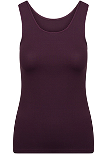 RJ Bodywear Pure Color dames top (1-pack), hemdje met brede banden, aubergine