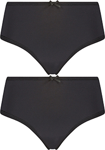 RJ Bodywear Pure Color dames extra comfort string (2-pack), zwart