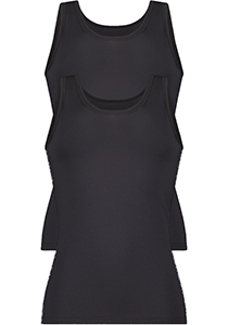 RJ Bodywear Pure Color dames extra comfort hemd (2-pack), zwart