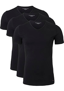 Tommy Hilfiger Cotton stretch T-shirts (3-pack), heren T-shirts V-hals, zwart