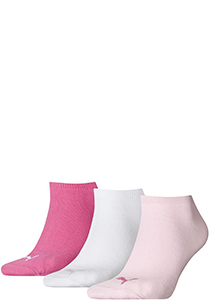 Puma Unisex Sneaker Plain (3-pack), unisex enkelsokken, roze